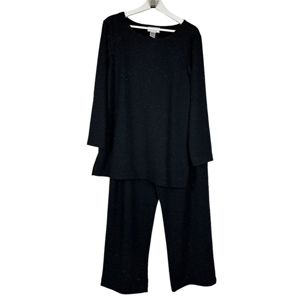 Victor Costa Occasion 2 piece Tunic and Pant set in Black Sparkle size Large